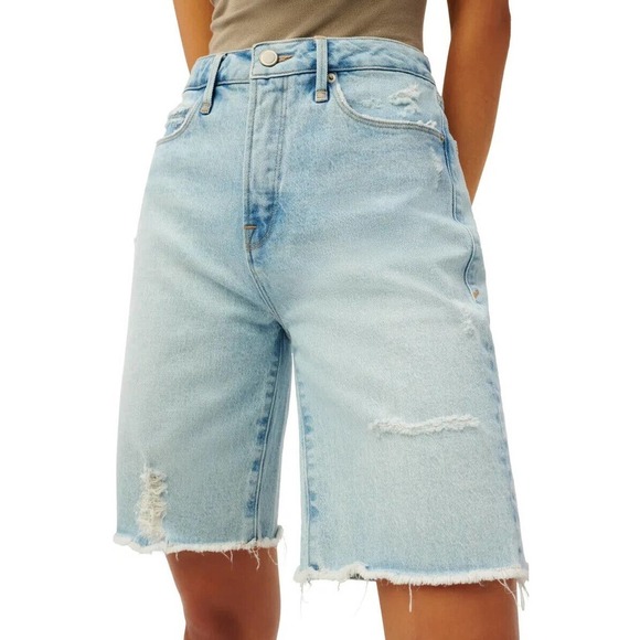 Good American Pants - NWT Good American ‘90S Bermuda Distressed Denim Jean Shorts Women's Size 2 26